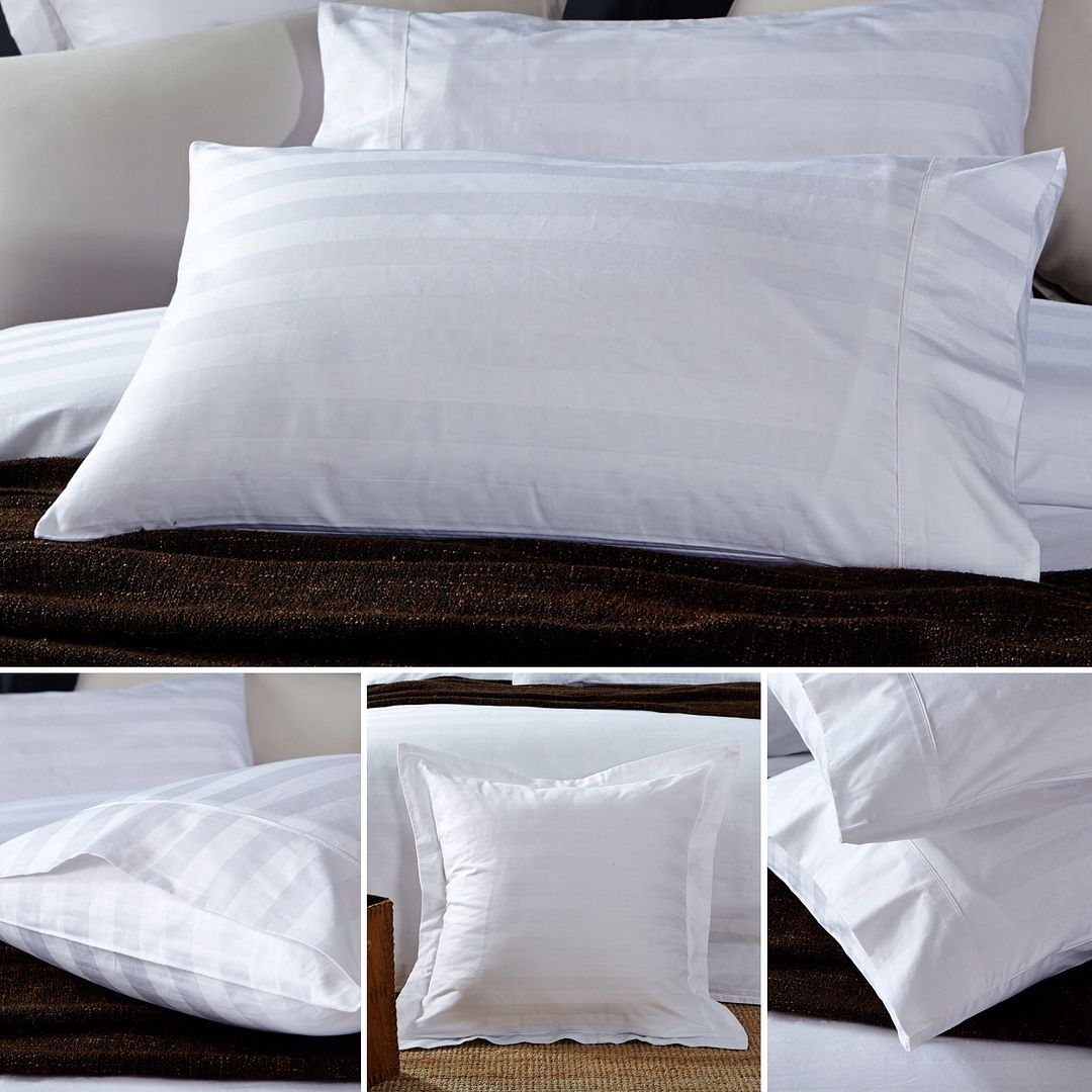 New Premium 100 Cotton 500TC Striped White Euro Cover or Pillow slip